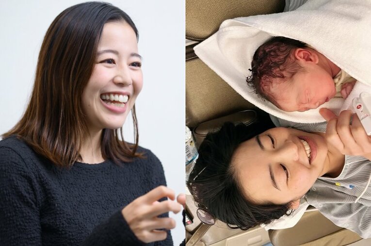 今年2月に長女を出産した元ビーチバレー選手・坂口佳穂さんのインタビュー第1回 ／ photograph by L)Asami Enomoto、R)本人提供