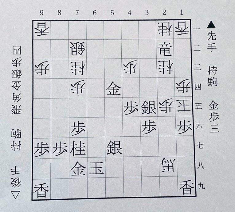 第2図は▲1六歩まで（下側の先手は村山、上側の後手は田丸）