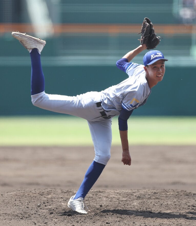 小松大谷のエース、西川大智。大阪桐蔭を92球で完封した　©JIJI PRESS