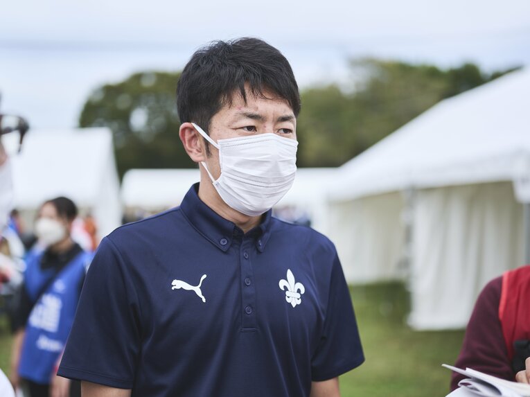 立教大の上野監督　©YukiSuenaga