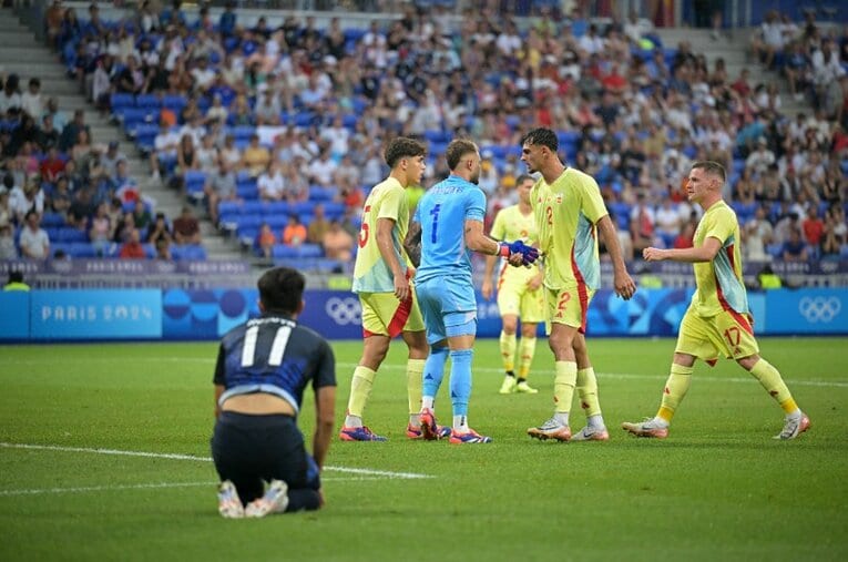 パリ五輪の準々決勝スペイン戦　©Takuya Kaneko/JMPA
