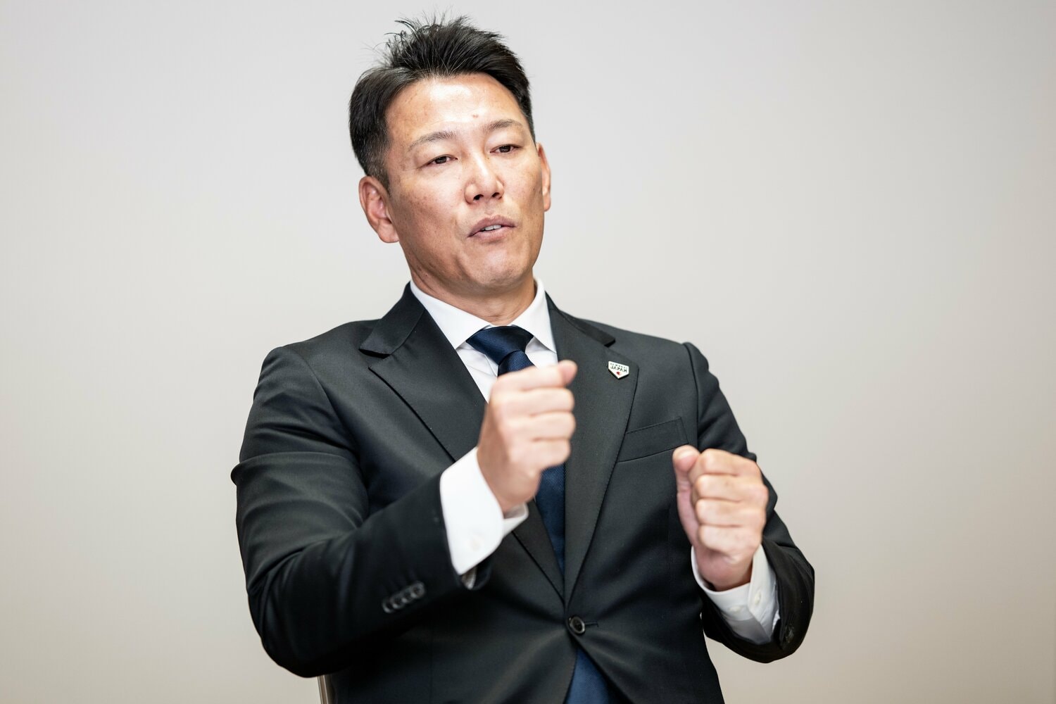 連覇への青写真を語る井端監督　©Nanae Suzuki