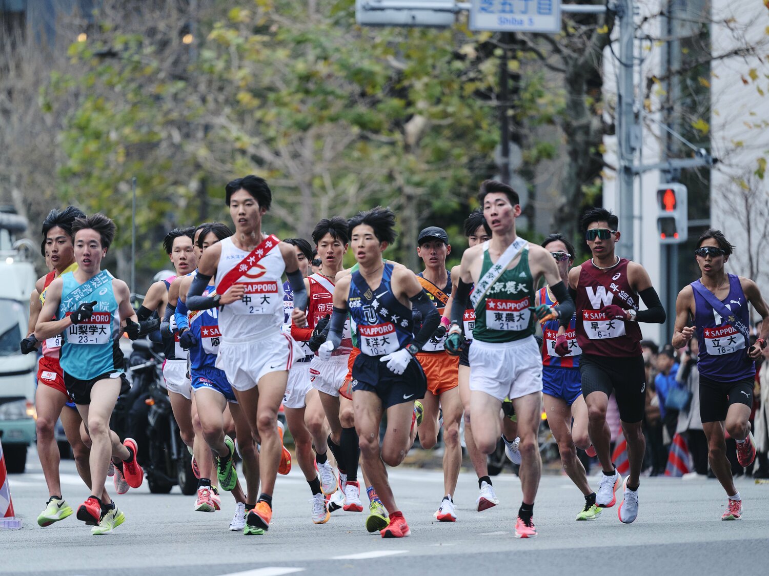 中大1区の溜池一太（2年）。序盤は先頭に立つシーンもあったが、集団から遅れ区間19位だった　©Yuki Suenaga