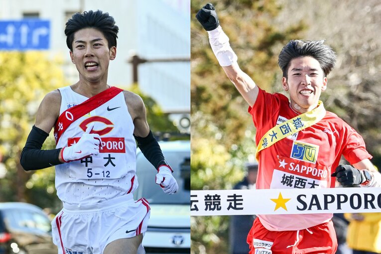 3年時の1区大独走が印象に残る中大・吉居（左）、上りで力を見せた城西大・斎藤（右）が堂々の小結　©Nanae Suzuki(2)