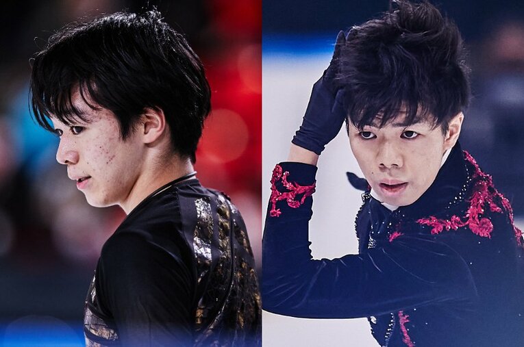 GPシリーズ・フランス大会にて優勝を果たした鍵山優真（左）と2位の佐藤駿（右） ／ photograph by Getty Images