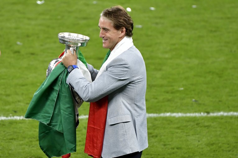 マンチーニは「おまえら、楽しんでこい」と選手たちを決勝の舞台に送り出した©Getty Images