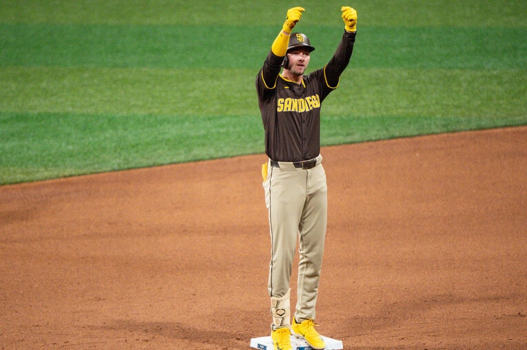 パドレスのセレブレーションポーズに　©Nanae Suzuki