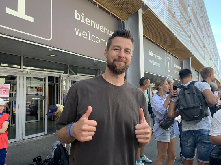 日本代表の印象を語ったミハウ・クビアク　（筆者撮影）