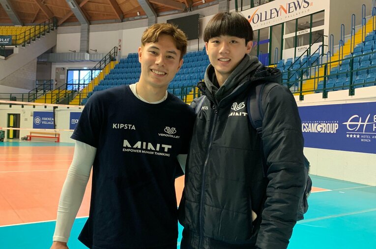 高橋藍に憧れてイタリアにやってきたイ・ウジン（2024年1月、筆者撮影）