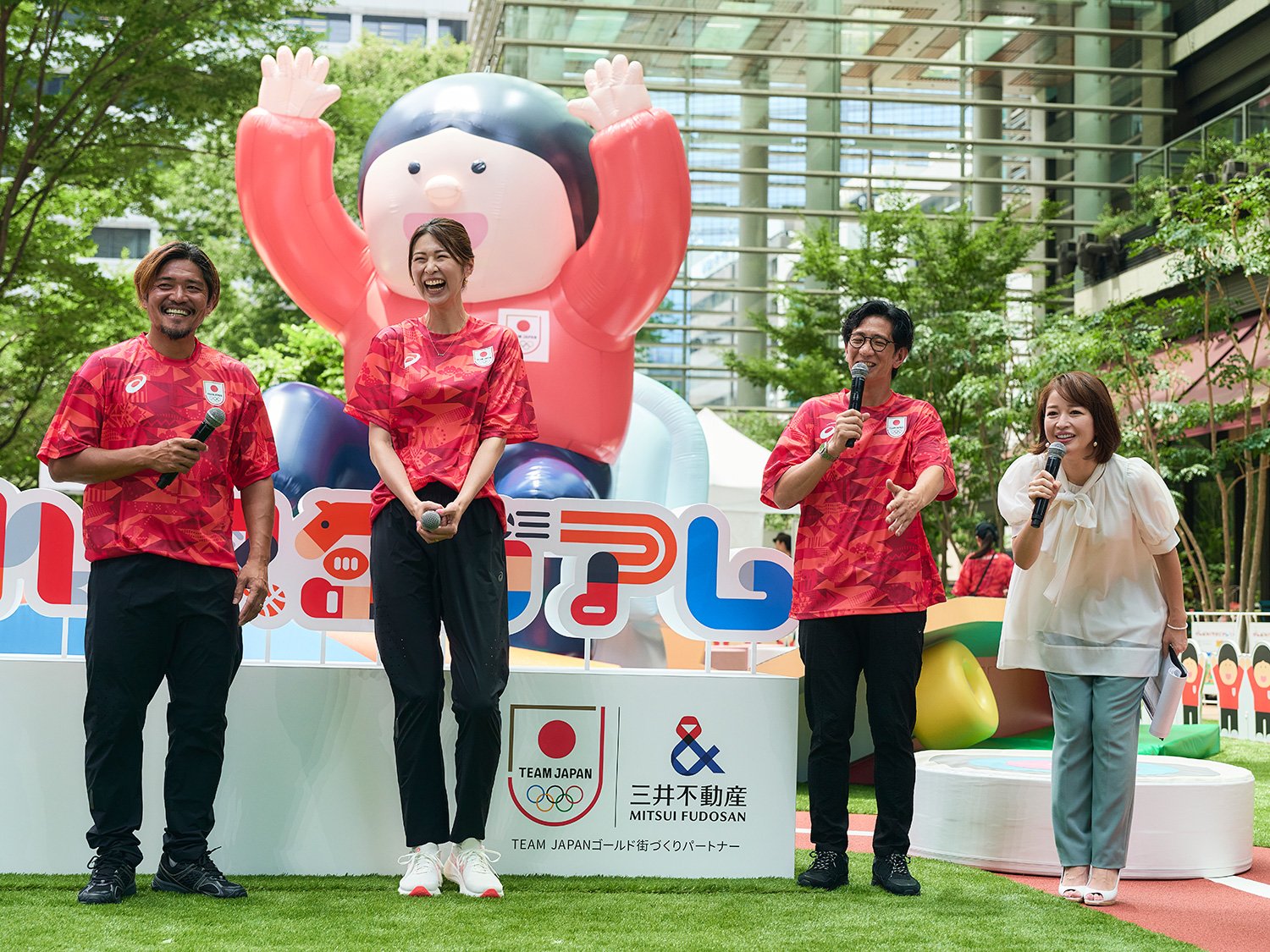 パリ2024オリンピックの見どころを語る大久保、木村、アンタッチャブル柴田英嗣、松丸友紀　©あと1日！三井不動産 TEAM JAPAN 応援イベント