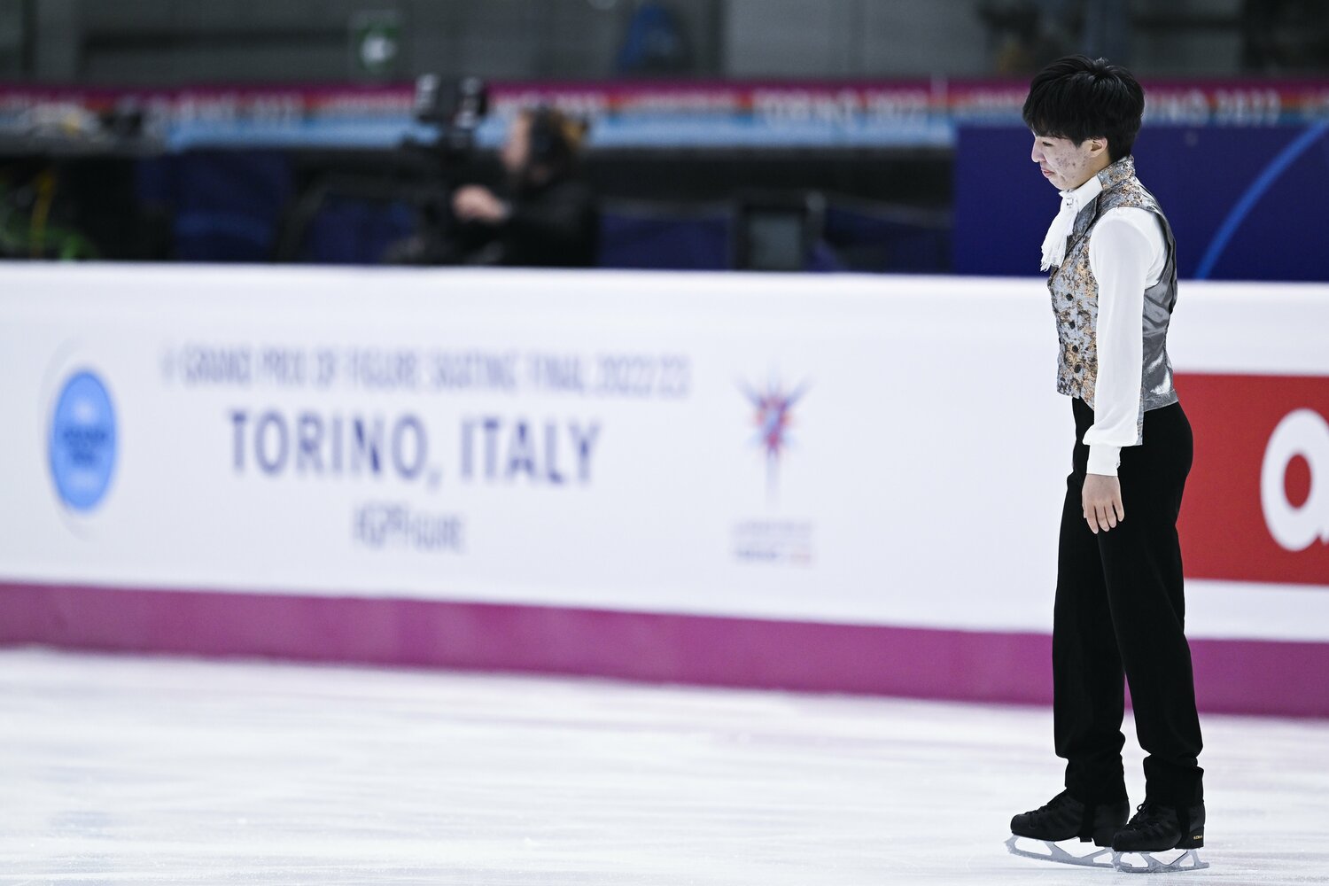 フリースケーティングを終え、少し悔しそうな表情をみせる三浦佳生 ©︎Asami Enomoto