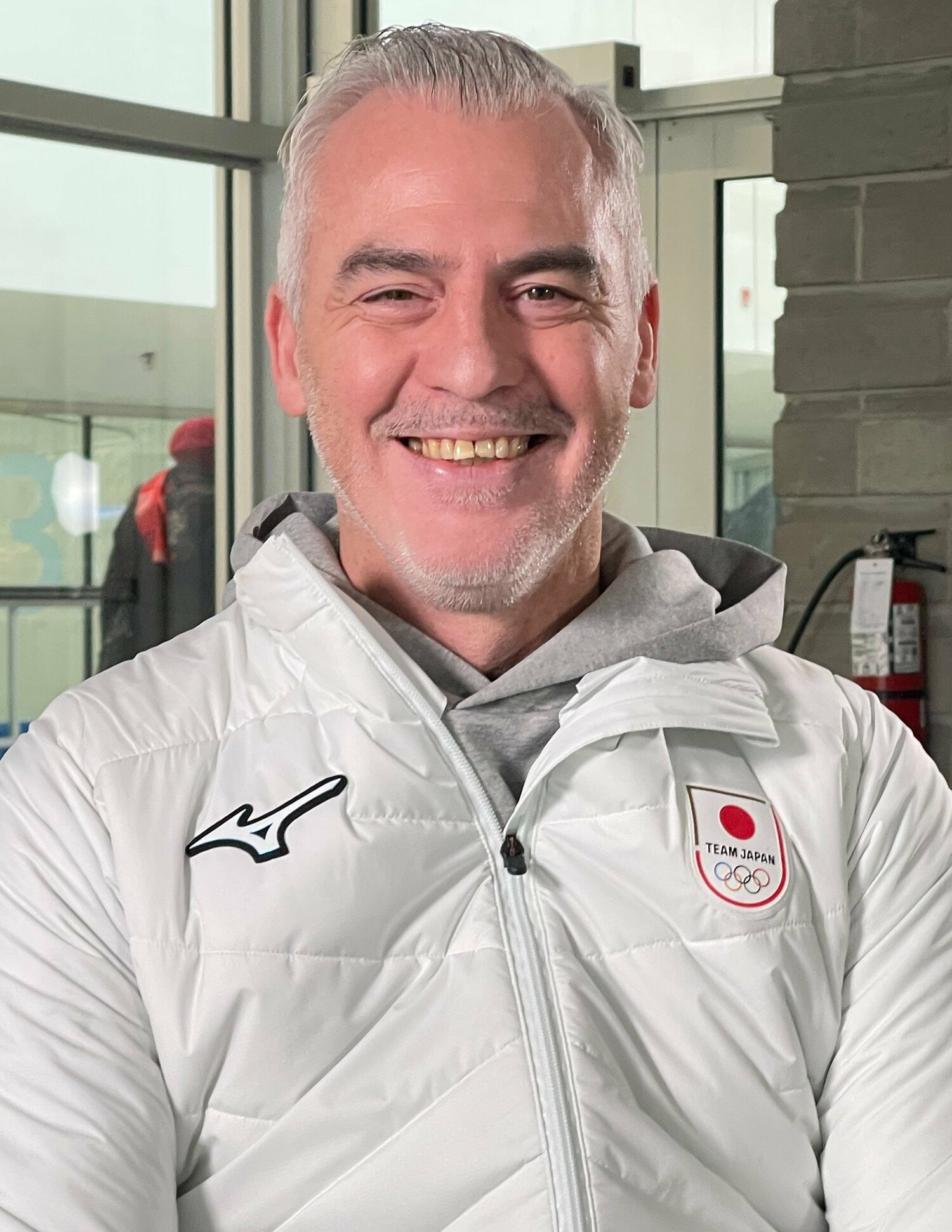 カナダでインタビューに応じたブルーノ・マルコットコーチ　©Akiko Tamura