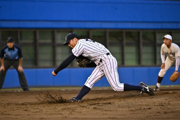 侍ジャパン大学生代表の選考合宿でも好投した渡邉　©Hideki Sugiyama