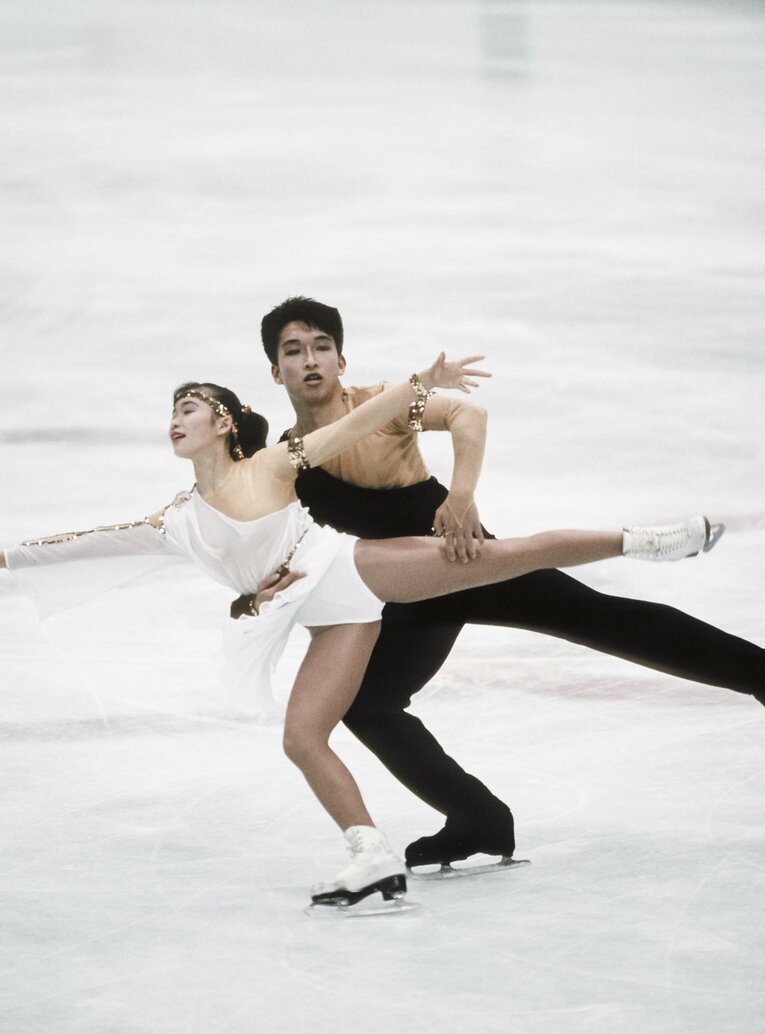 アルベールビル五輪に出場した井上、小山ペア　©Getty Images