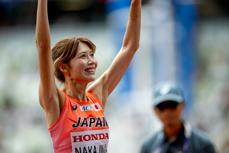 【東京世界陸上】100mハードル予選のレース後、笑顔を見せる中島　©Kiichi Matsumoto