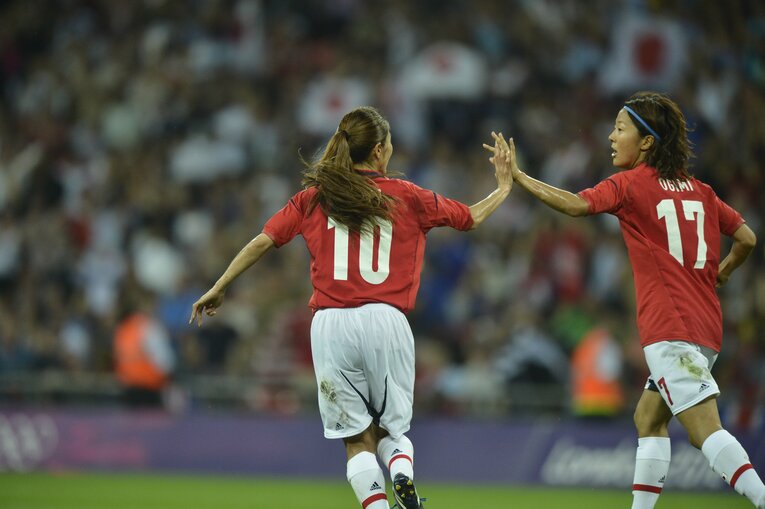 澤穂希、永里優季（2012年ロンドン五輪）©︎JMPA