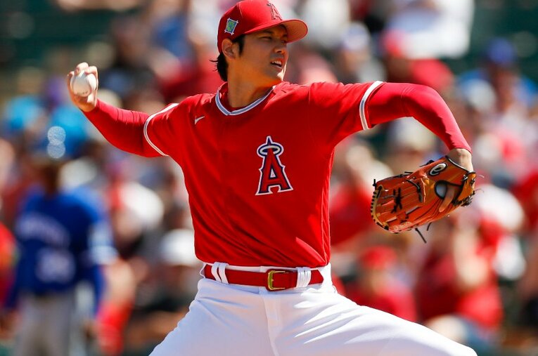 3月21日、ロイヤルズとのオープン戦で今季実戦初登板となった大谷翔平 ／ photograph by Getty Images