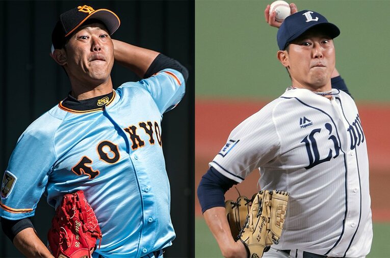 巨人時代と西武時代の内海哲也。FA宣言における「人的補償」は過去にもストーブリーグの大きな話題になったことがある ／ photograph by Hideki Sugiyama/JIJI PRESS