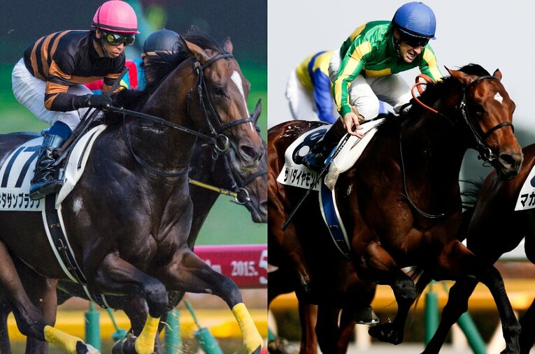 ライバルとして名勝負を繰り広げたキタサンブラック（左）とサトノダイヤモンド ／ photograph by BUNGEISHUNJU