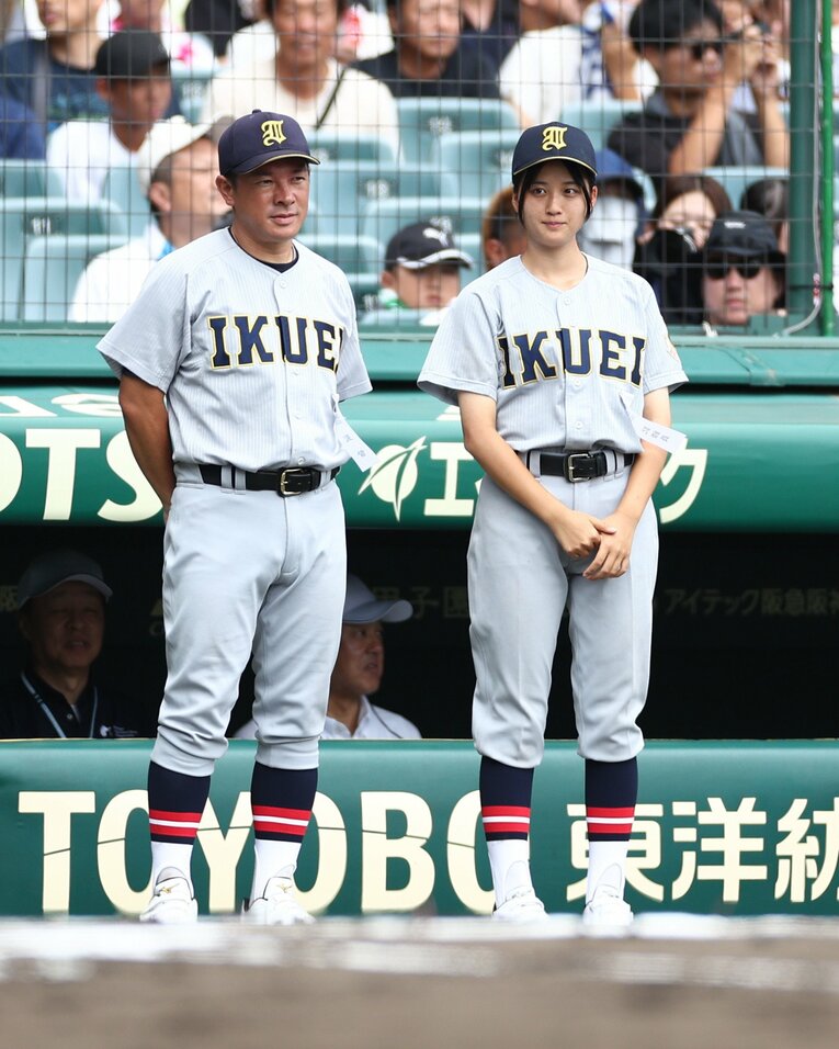 名門・仙台育英初の女子部員ということで注目が集まる星よつは　©JIJI PRESS