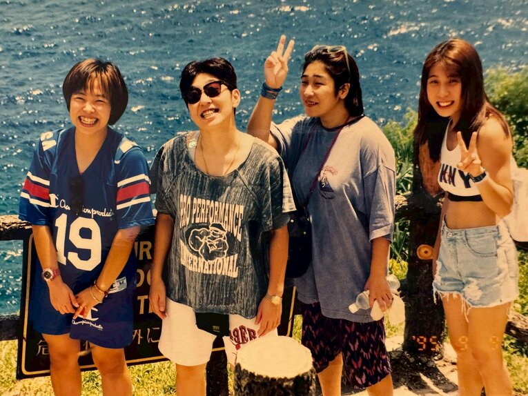 LLPW時代のプライベートショット。左からキャロル美鳥、ハーレー斉藤、二上美紀子（GAMI）、大向　Ⓒ本人提供