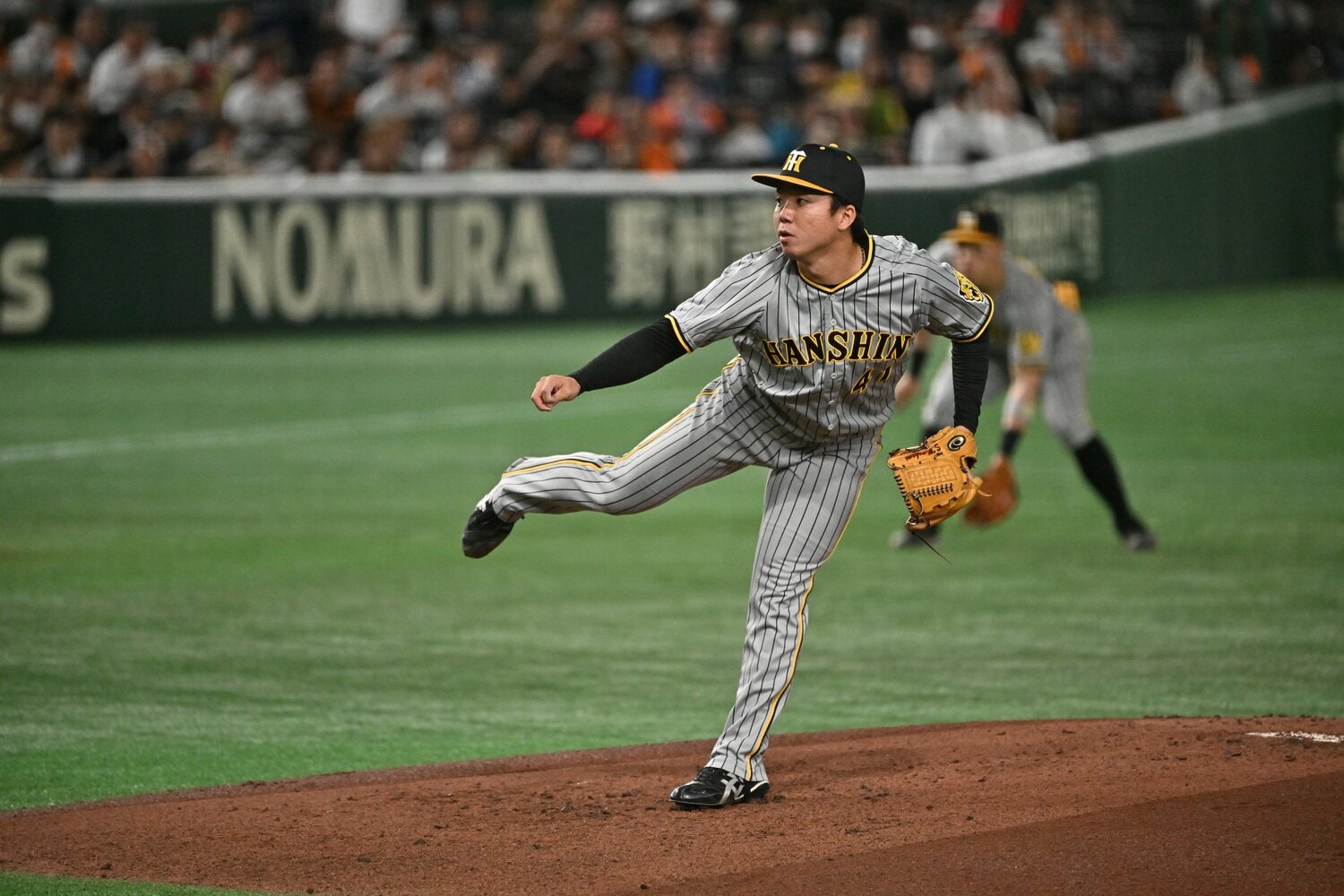 完全試合ペースでの降板が話題になった阪神・村上　©Hideki Sugiyama