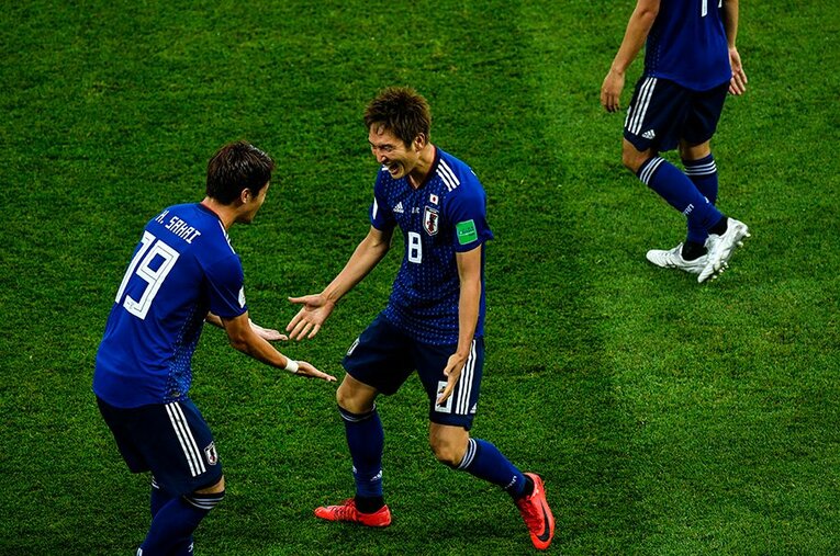 ベルギー戦でゴールを決めた原口　©Takuya Sugiyama/JMPA