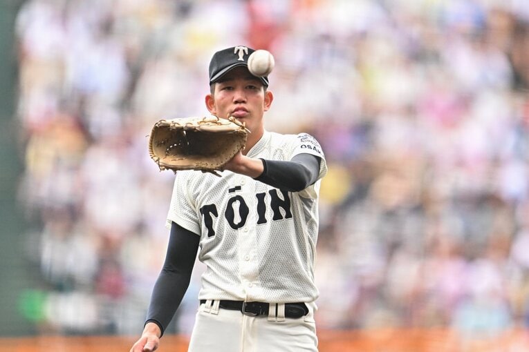 今大会の大阪桐蔭（川原嗣貴）　©Nanae Suzuki