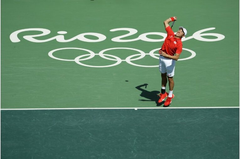 リオ五輪の錦織　©JMPA