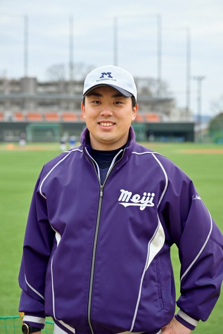 ドジャース退団後、熊本ゴールデンラークス、富士重工に所属し、現在は明大でコーチを務める西嶋一記 @Hideki Sugiyama