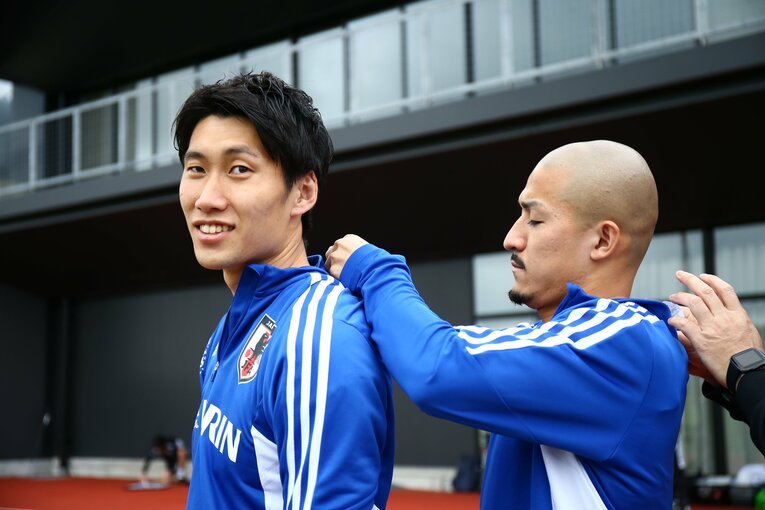 同じく6月の日本代表合宿で　©AFLO