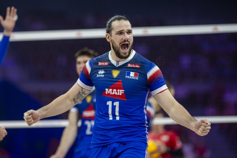 フランス代表でも正セッターを務めるブリザール　©︎Andrzej Iwanczuk/NurPhoto via Getty Images