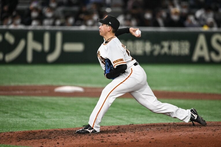 プロデビュー戦でいきなりセーブを上げた巨人・大勢（2022年）©︎Nanae Suzuki