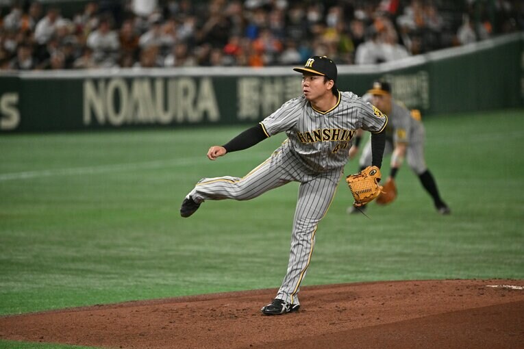 完全試合ペースでの降板が話題になった阪神・村上　©Hideki Sugiyama