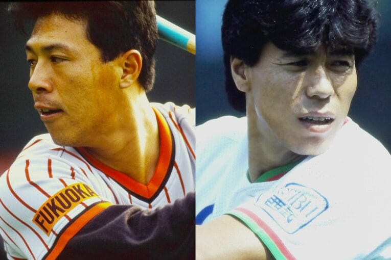 1993年、前年の首位打者のダイエー・佐々木誠（左）と、王者西武の看板打者・秋山幸二（右）を中心とした3対3の「史上最大のトレード」が ／ photograph by Masashi Ebato(L)/Bungeishunju(R)