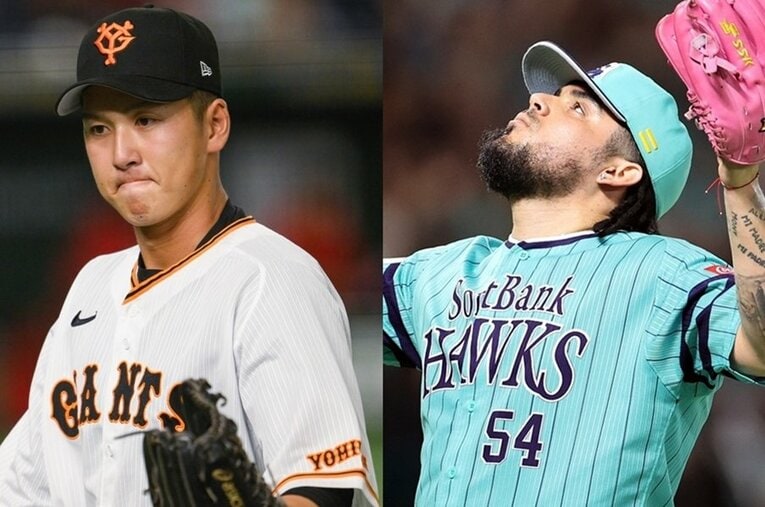 身長200センチの巨人・秋広優人と推定年俸10億円のソフトバンク・オスナ。様々な基礎データから「2024年プロ野球ランキング」を作ってみた ／ photograph by Nanae Suzuki/JIJI PRESS