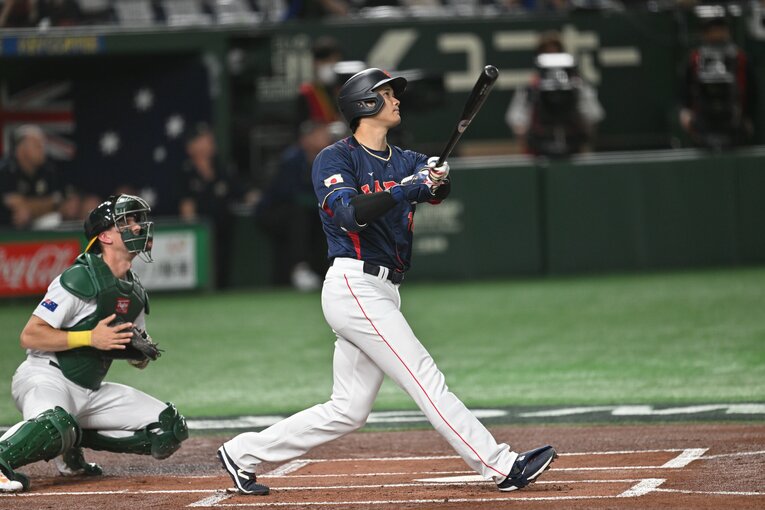 オーストラリア戦で待望のWBC第1号を放った大谷翔平　©Naoya Sanuki