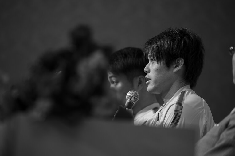 鹿島アントラーズへの復帰を発表した記者会見にて　©shiro Miyake