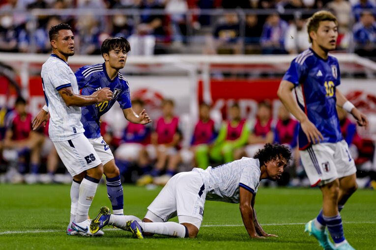 エルサルバドル戦の25分、日本の3点目を決める久保建英　©Kiichi Matsumoto