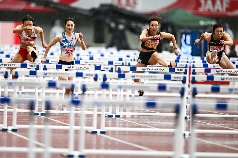 6月に行われた日本選手権のレースでの寺田選手。34歳ながら3位に食い込んだ　©Asami Enomoto