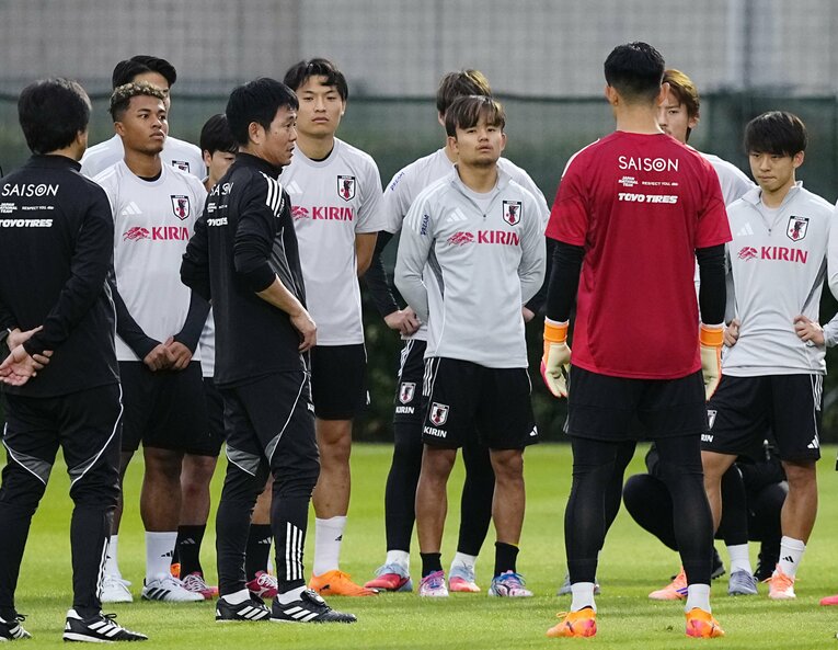 ブラジル戦前のトレーニング。じつは戦術練習のときに懸念点があったという　©KYODO