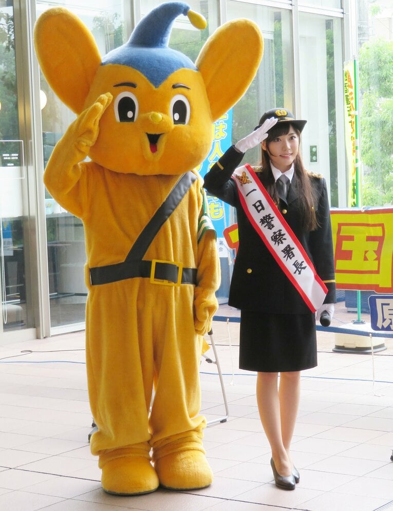 2018年、当時女流棋士だった竹俣紅（現フジテレビアナウンサー）。原宿署のイベントにて　©JIJI PRESS