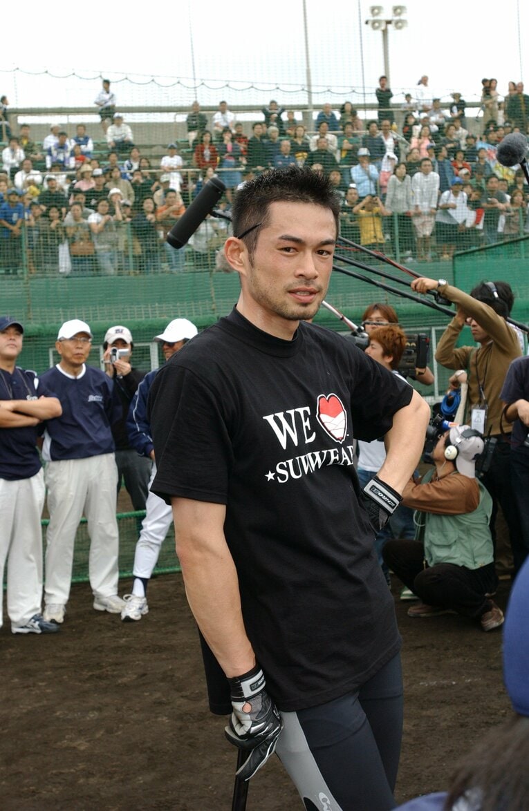 オリックスの宮古島キャンプに参加したイチロー（2005年）　©Takashi Shimizu