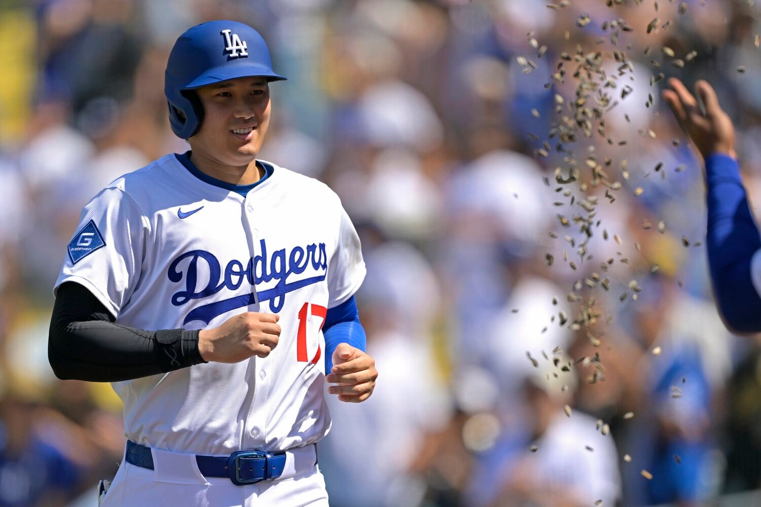 本塁打後のヒマワリの種セレブレーション直前、ちょっと珍しい表情　©Getty Images