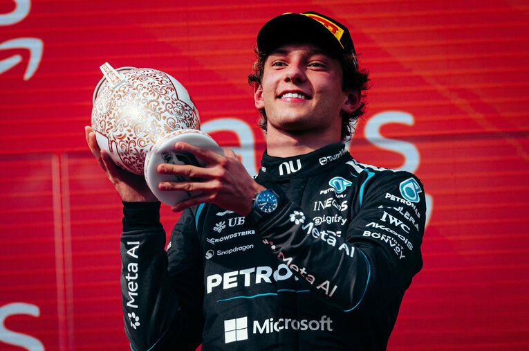 ハンガリーGPでは3位ながらも、今季6勝を挙げランキングトップをひた走るアントネッリ ／ photograph by Mercedes-AMG PETRONAS Formula One Team