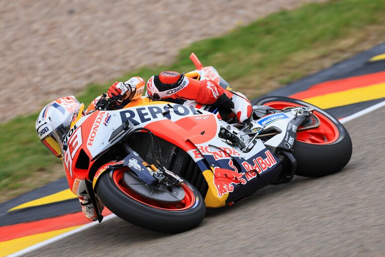 ドイツGP金曜日のプラクティス1回目のマルケス。このときは2番手のタイムをマーク　©Satoshi Endo