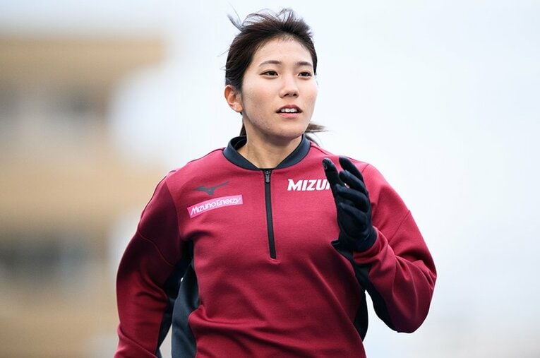 母校・福岡大学で練習に励む兒玉芽生（ミズノ）。日本記録まで0.03秒に迫っている現100m女王に、女子短距離界について聞いた ／ photograph by Asami Enomoto