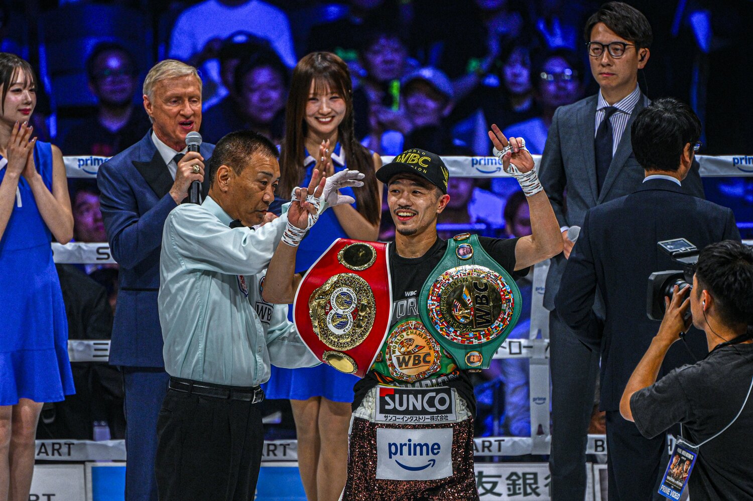 6回終了TKO勝ちでWBC王座4度目の防衛とIBF王座の獲得に成功した　©︎Takuya Sugiyama