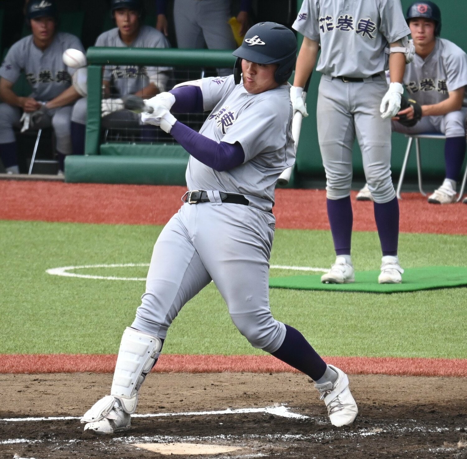 今秋のドラフト有力候補、花巻東高の佐々木麟太郎(内野手・184cm113kg・右投左打)。高校歴代トップのホームラン通算記録を134本まで伸ばしている ©JIJI PRESS
