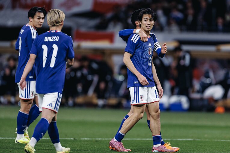 11月のボリビア戦、後半22分から左シャドーで途中出場した中村敬斗。後半33分にチーム3点目を奪う　©Kiichi Matsumoto